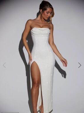 Oh Polly Embellished Bandeau Cowl Neck Maxi Dress